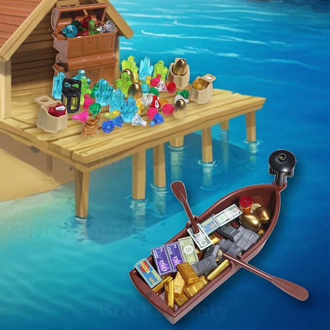 220 Pcs Pirate Treasure Money Parts Building Blocks, Expedition Wooden Boats - Image 4