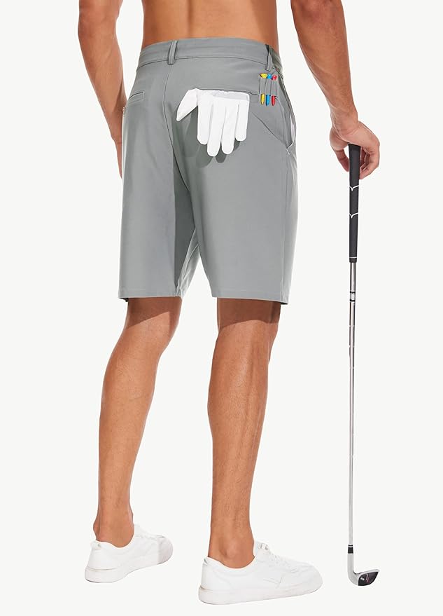 JWM Mens 7"/9" Stretch Golf Shorts - Lightweight Hybrid Casual Dress Work Flat Front Shorts with 5 Pockets Quick Dry UPF50