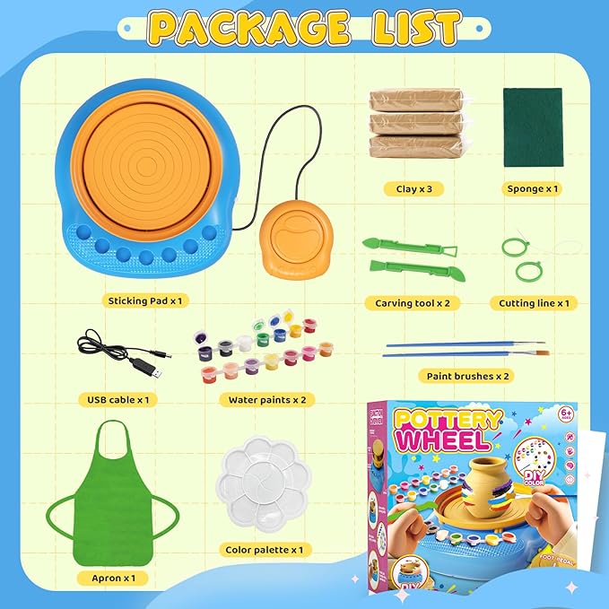 Pottery Wheel for Kids– Complete DIY Pottery Painting Kit for Ages 8-12 - Image 6