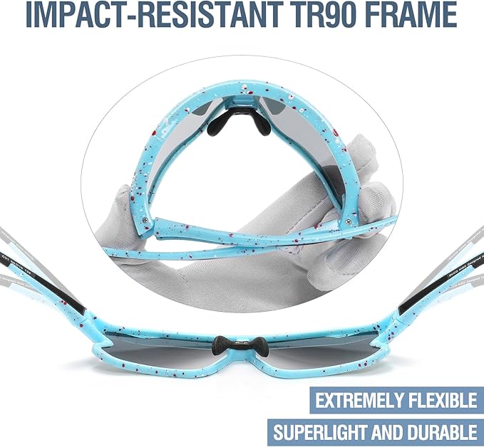 DUCO Kids Sunglasses Youth Baseball Sun Glasses Lightweight TR90 Frame UV400 Sports Cycling Shades for Boys Girls DK268