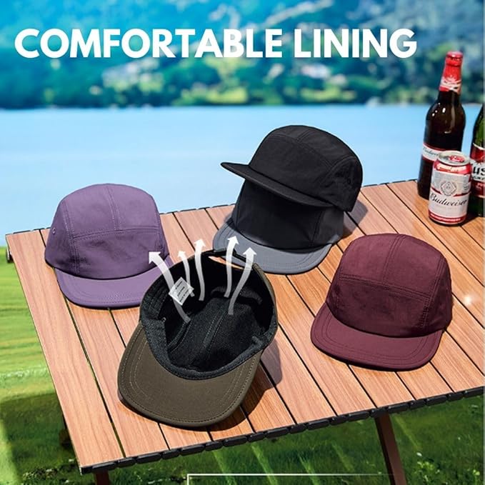 5 Panel Running Hat Waterproof Nylon Sun Hat Quick Dry Plain Baseball Cap for Men Women