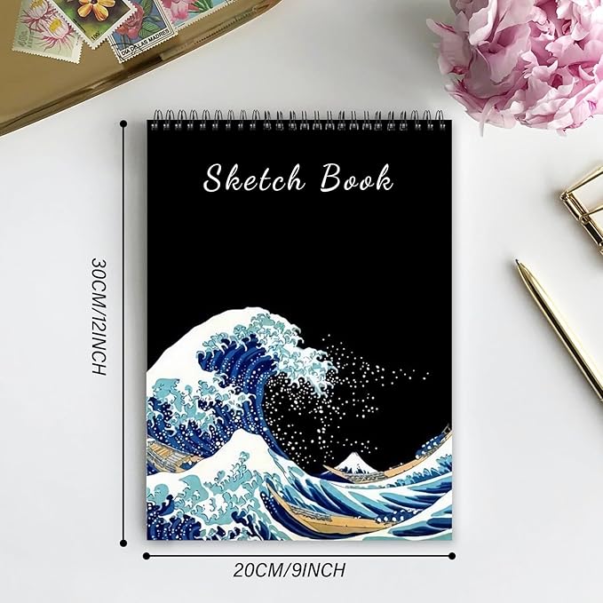 Cabreche Cute Sketchbook Top Spiral Bound Sketch Pad, 9 x 12 inch, 100GSM Thick - Image 2