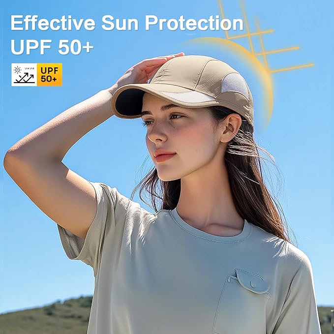 HH HOFNEN Quick Dry Baseball Cap Unstructured Running Cap Water-Resistant UPF 50+ Mesh Golf Sun Hats for Men Women