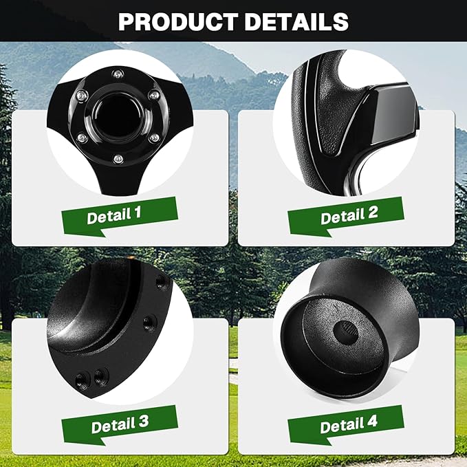 Golf Cart Steering Wheel and Golf Adapter for YAMAHA Golf Carts Adapter Skid-(5156BLACK)