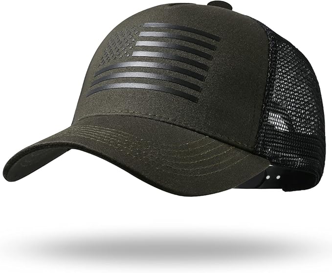 American Flag Trucker Hat - Snapback Hat, Baseball Cap for Men Women - Breathable Mesh Side, Adjustable Fit - for Casual Wear