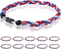 12 Pack Baseball Necklace 18inch, Team Gift for Baseball Funs, Three Braided Titanium Tornado Rope Design, with Muti - Color for Pick