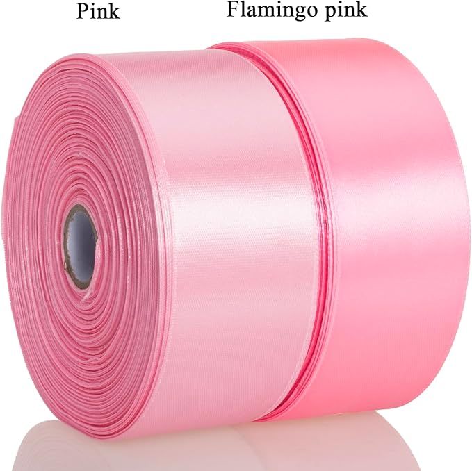 1 1/2 Inch Flamingo Pink Solid Satin Ribbon, 50 Yards Craft Fabric Ribbon - Image 5