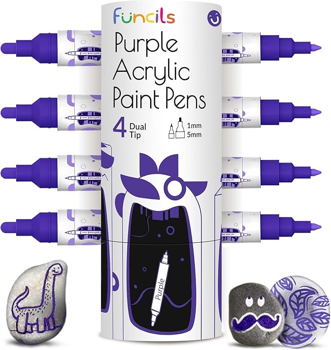 4 Dual Tip Purple Paint Pen Metallic by Funcils