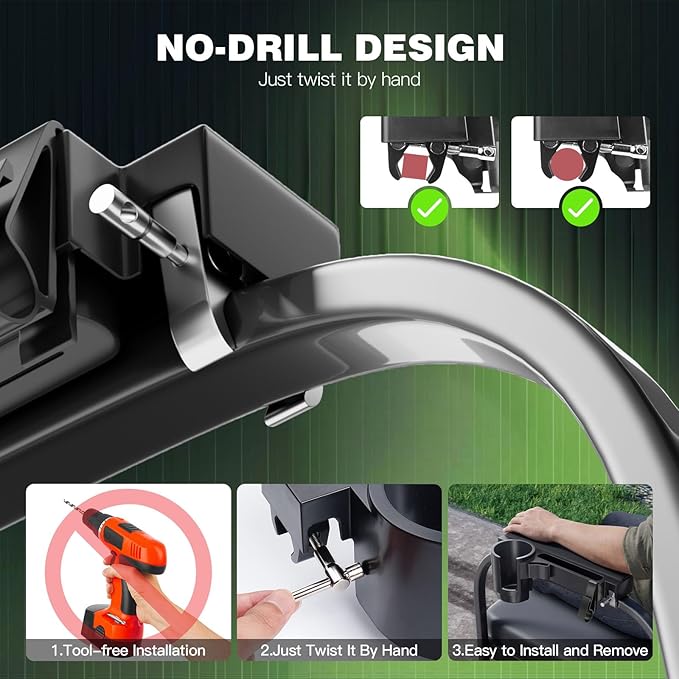 2026 Upgraded Golf Cart Armrest with Cup Holder Rear Seat Arm Rest, Universal Fit for EZGO/Yamaha/Star/Club Car, Golf Cart Arm Bracket with Phone Holder, Fit 0.75''-1.75'' Round/Square Tube