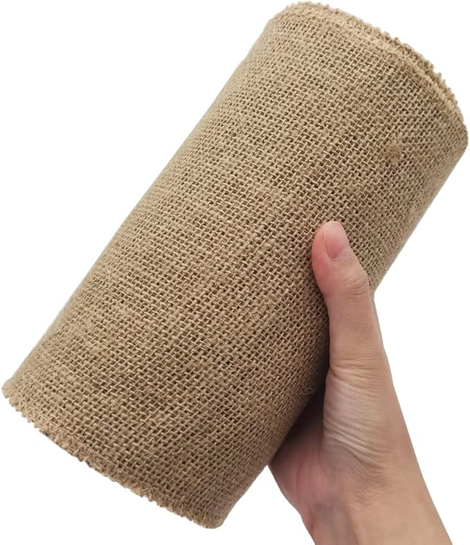 INSPIRELLE 8" Natural Burlap Fabric Roll 10 Yards Jute Ribbon by INSPIRELLE