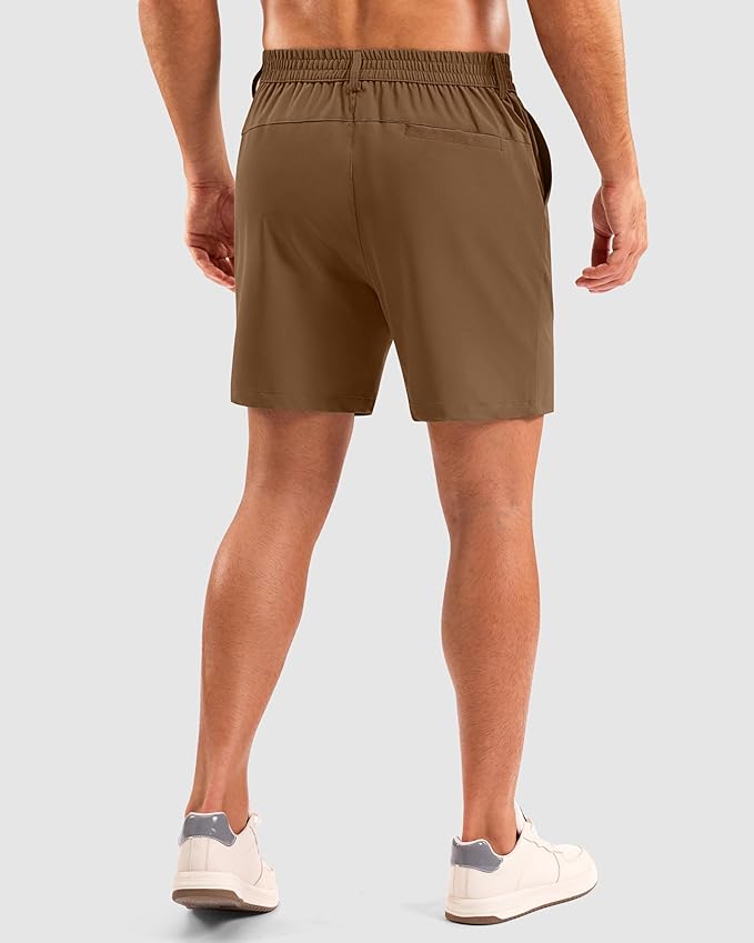 Pudolla Men's Casual Shorts 7"/9"/5" Lightweight Golf Shorts with 3 Pockets Stretch Quick Dry Comfy Work Shorts