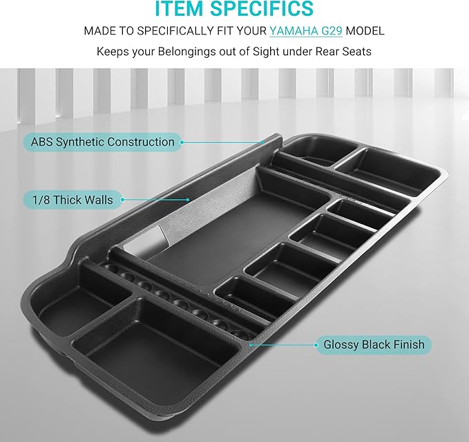 10L0L Golf Cart Under Seat Storage Tray Fits EZGO TXT, RXV, Club Car DS, Club Car Precedent, Yamaha G29, Electric Vehicle with Original Trojan Battery Underseat Organizer Container Holder Plate