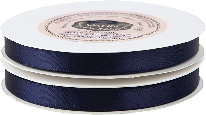 VATIN Double Face Deep Navy Blue Satin Ribbon 3/8" Continuous 50 Yards - Image 4