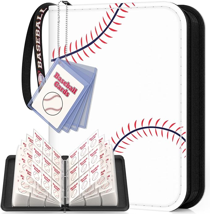 Mlikero Baseball Card Binder 720 Pocket, Trading Card Binder with Card Display Design, Premium Card Holder with Sports Pattern Wristband Compatible with Baseball Cards 2026