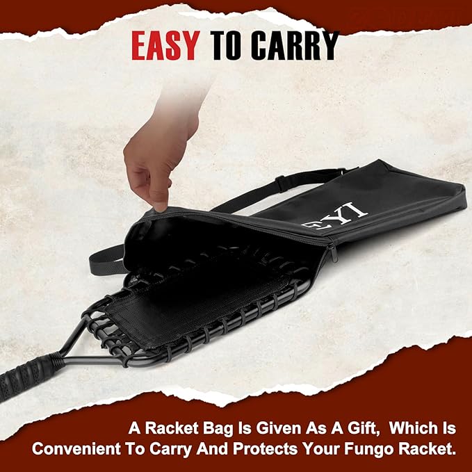 Baseball Racket for Fly Balls, Grounders, and Line Drives - Softball/Baseball Fungo Bat for Coaches and Parents to Help with Auxiliary Training - Attach a Racket Bag and Winding Tape