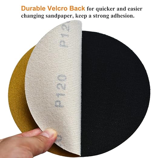 6-Inch No-Hole Hook and Loop Sanding Discs 120-Grit, Random Orbital Sandpaper - Image 4
