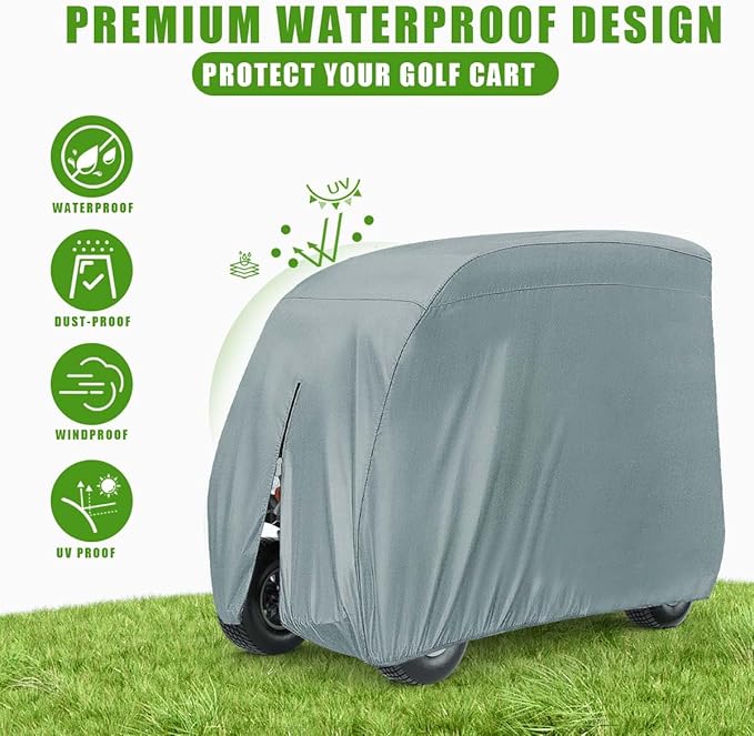 KISEER 4 Passenger 420D Waterproof Golf Cart Cover fits EZ GO Club Car Yamaha, Sunproof Dustproof