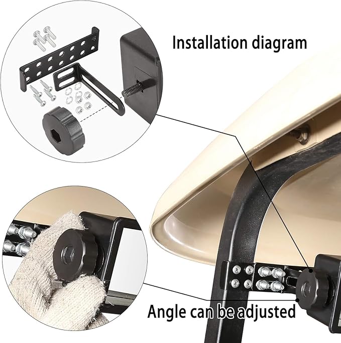 10L0L Universal Golf Cart 4 Panel Mirror for Yamaha EZGO Club Car, Eliminate Blind Spots Wide Angle Rear View Mirror