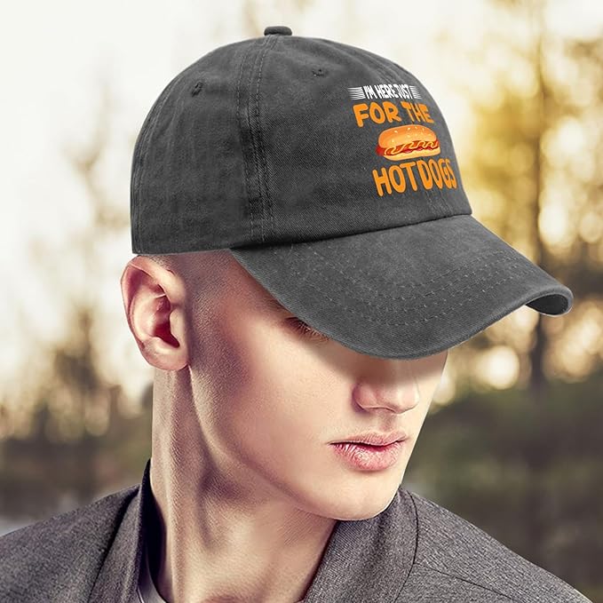 I'm JUST HERE for The Hotdogs Hats for Men Baseball Caps Trendy Washed Workout Hats Light Weight