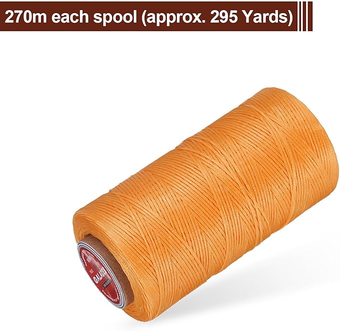 uxcell Flat Leather Sewing Waxed Thread, 270m / 295 Yards Polyester Wax String - Image 3