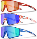 3PACK Kids Sunglasses for 6-14 Boys Girls, Youth Baseball and Cycling UV400 Protection Goggles