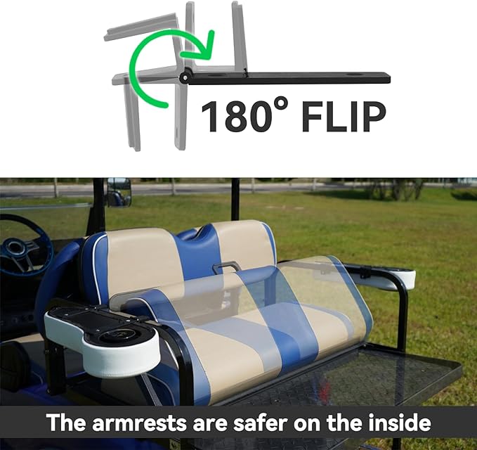 Golf Cart Armrest with Cup Holder for Rear Seat kit