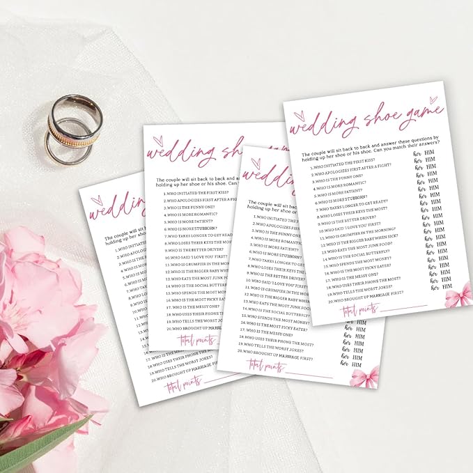 Wedding Shower Games Cards, Wedding Shoe Game, Bridal Shower Games 25 Guests - Image 3