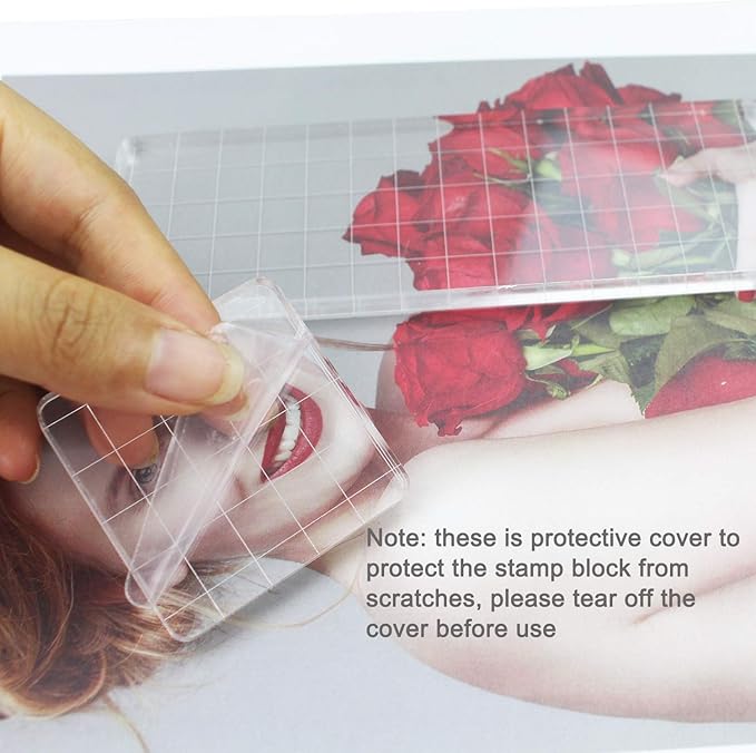 6 Pieces Stamp Blocks Acrylic Clear Stamping Blocks Tools - Image 6