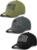 KIRAAT 3 Pack American Flag Baseball Cap Unisex,Low Profile USA Plain Dad Hat for Men＆Women