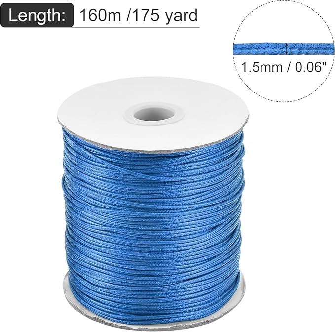 MECCANIXITY Waxed Cord 1.5mm Waxed Polyester Cord 175 Yard Wax String - Image 2
