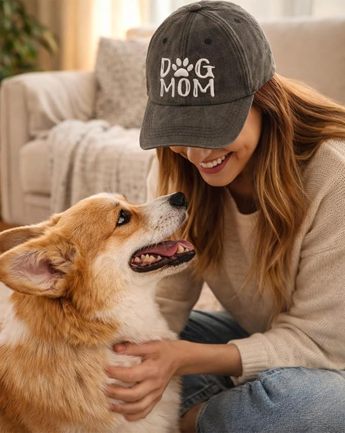 Waldeal Women's Embroidered Dog Mom Hat Adjustable Denim Baseball Cap