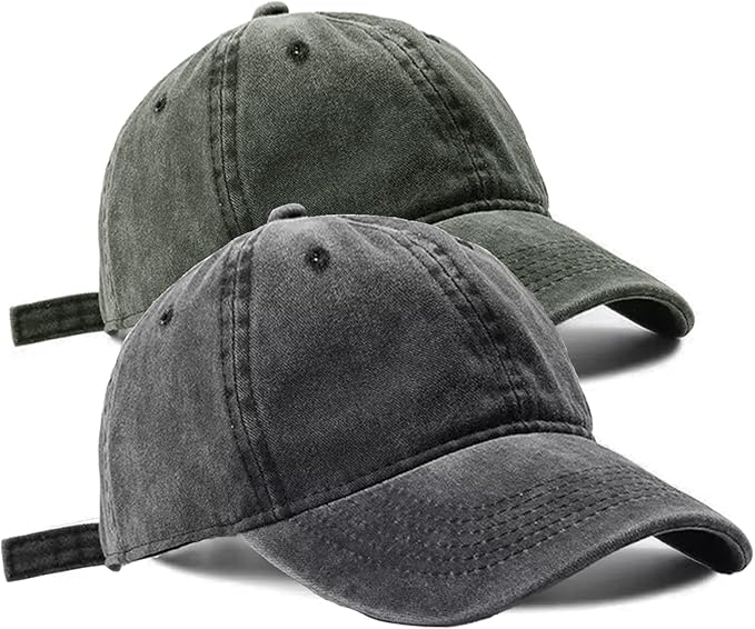 2 PCS Baseball Cap Golf Hat Washed-Cotton Plain Original Classic Cotton Vintage Adjustable Dad Hatsfor Men Women