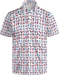 HUURAY Funny Golf Polos for Men Funny Print Short Sleeve Shirts Quick Dry Polo Shirts Hawaiian Shirt Performance Golf Outfits