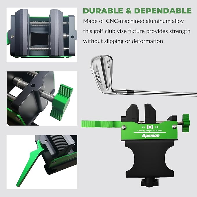 Golf Shaft Clamp Vise Tool for Regripping and Repair, Rubber Holder for Irons, Drivers, Putters, Clubmaking Accessories
