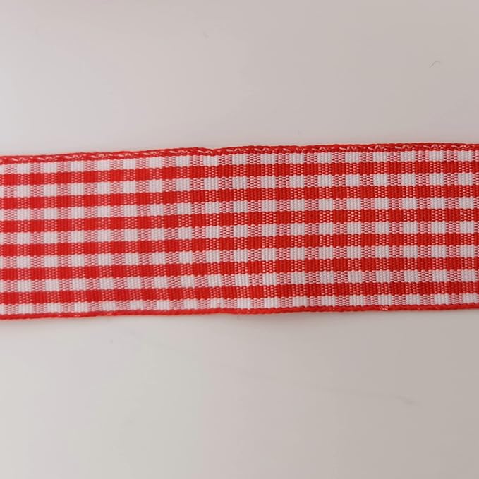 1 Inch Red and White Woven Edge Gingham Ribbon 25 Yards Each Roll 100% Polyester - Image 9