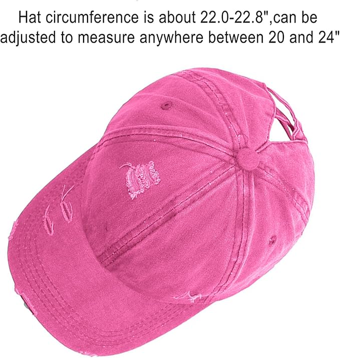 Womens Criss Cross Ponytail Baseball Cap Distressed Ponytail Hat High Messy Bun Trucker Ponycap for Outdoor Sports