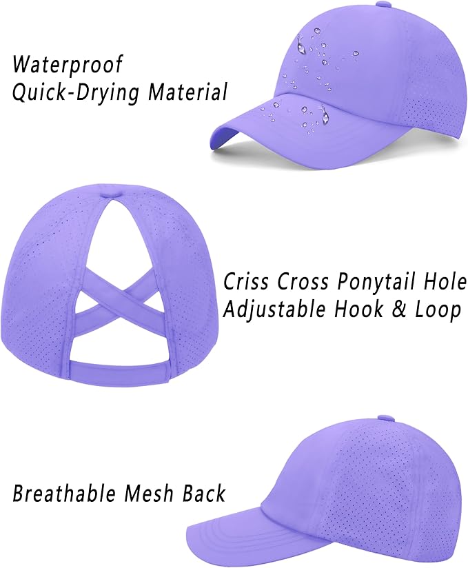ZTL Women's High Ponytail Baseball Cap Performance Running Hat Quick Dry Mesh Sports Cap Unstructured Dad Trucker Hats