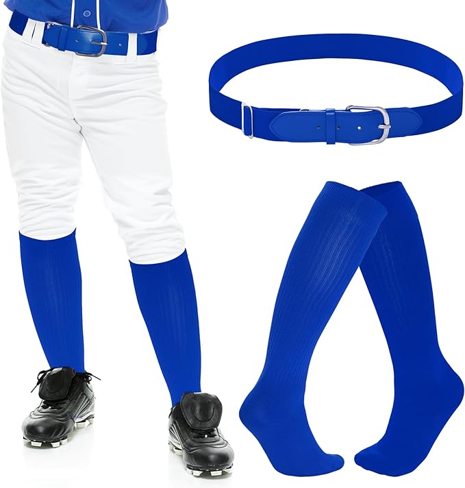 Dxhycc Youth Baseball Socks and Belt Combo Set Softball Baseball Socks and Elastic Waist Belt for Youth Boys Girls