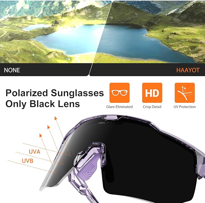 HAAYOT Polarized Sports Sunglasses for Men Women Youth Baseball Cycling Running Softball Biking Glasses 5 Lenses