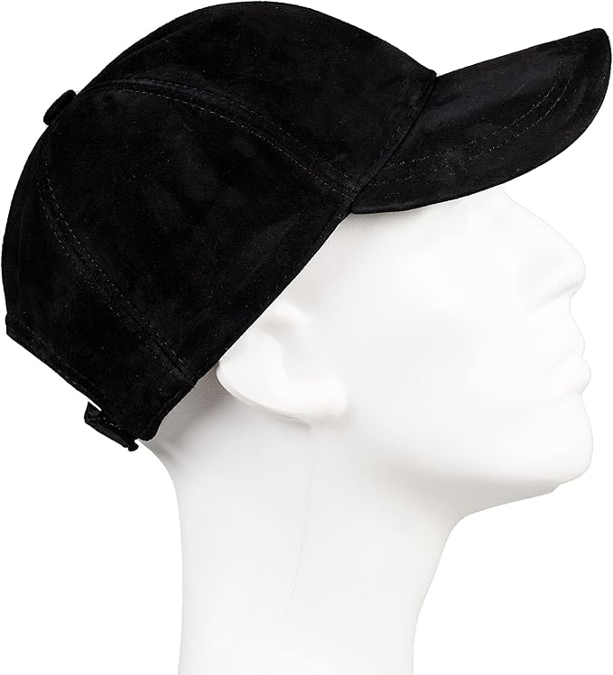 Suede Leather Baseball Cap – Unstructured 6 Panel Adjustable Strapback Hat for Men & Women