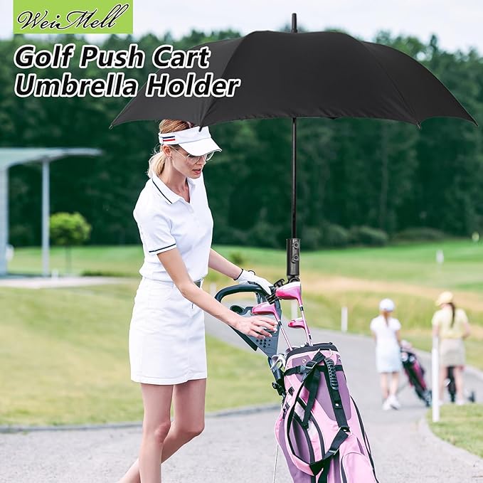 Heavy-duty Golf Push Cart Umbrella Holder 180° Adjustable for Stroller Bicycle Bike Wheelchair Mobility Scooter Beach Chair Windproof Universal Umbrella Bracket