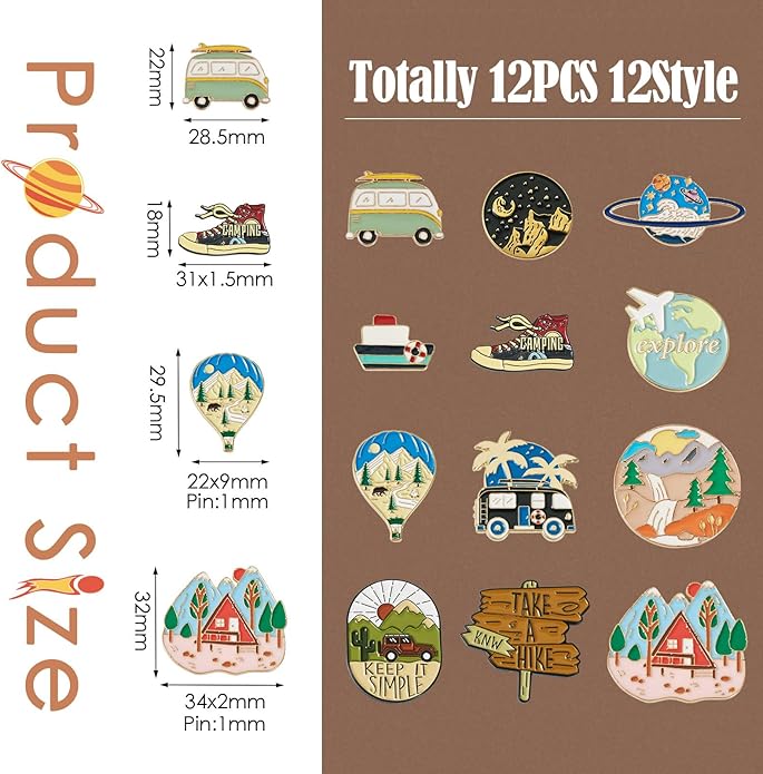 Mixed Enamel Pins for Backpacks, Beadthoven Cute Enamel Brooch Pins Set - Image 5