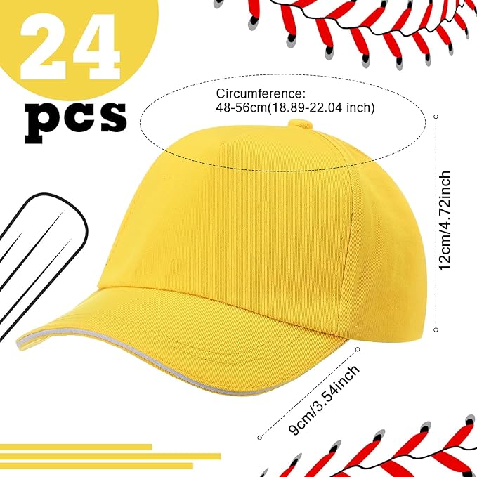 Shyyween Kids Baseball Caps Youth Adjustable Plain Baseball Hats Cotton Blank Hats Bulk for Girls Boys Sport Team