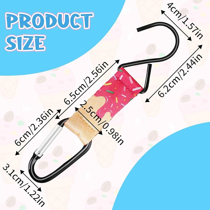 Fence Hooks Baseball Lifestyle Softball Gift for Bag Backpack Glove Helmet Drinking Bottle Hanging with Name Luggage Tags Charms Team Gifts for Coach Mom (2set pink blue ice cream drip 1 hook)