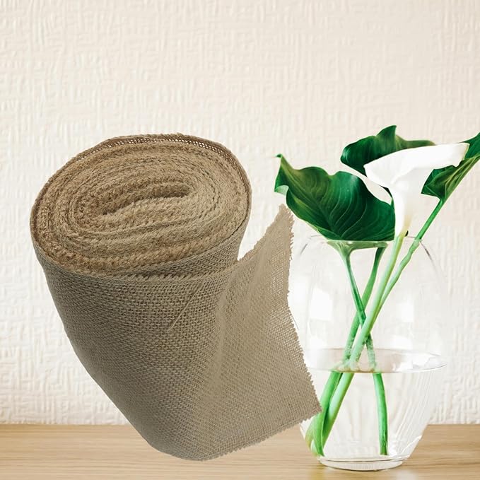 8" Wide Natural Burlap Fabric Roll - Image 4