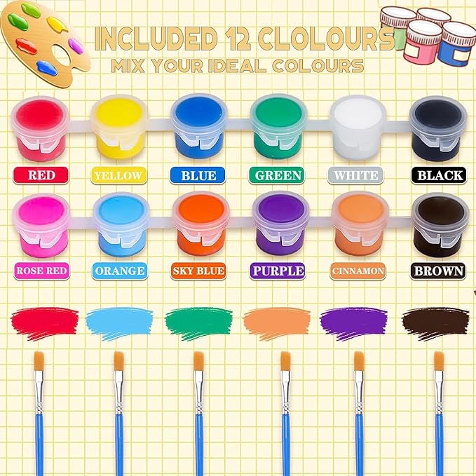20 Pack Mini Acrylic Paint Set, 12 Colors Acrylic Paints Strips - Image 2