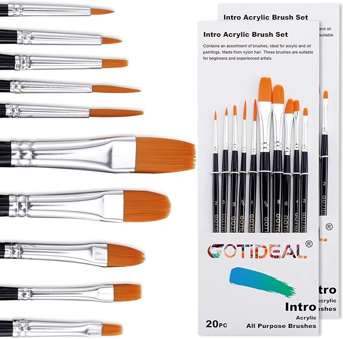 GOTIDEAL Paint Brushes, Nail Art, Rock Painting by GOTIDEAL