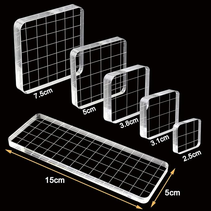 6 Pieces Stamp Blocks Acrylic Clear Stamping Blocks Tools - Image 2