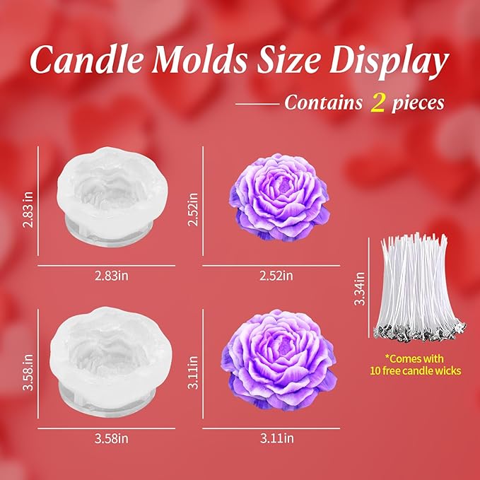 2Pcs Peony Silicone Candle Flower Wax Mold Silicone - Image 4