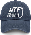 WTF Where's The Fish caps Funny Vintage Cotton Washed Baseball Caps Adjustable Low Profile Dad Hat